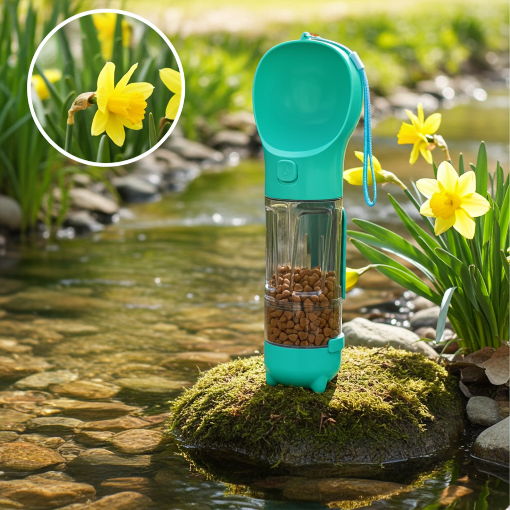 3-in-1 Portable Dog Water Bottle & Food Dispenser